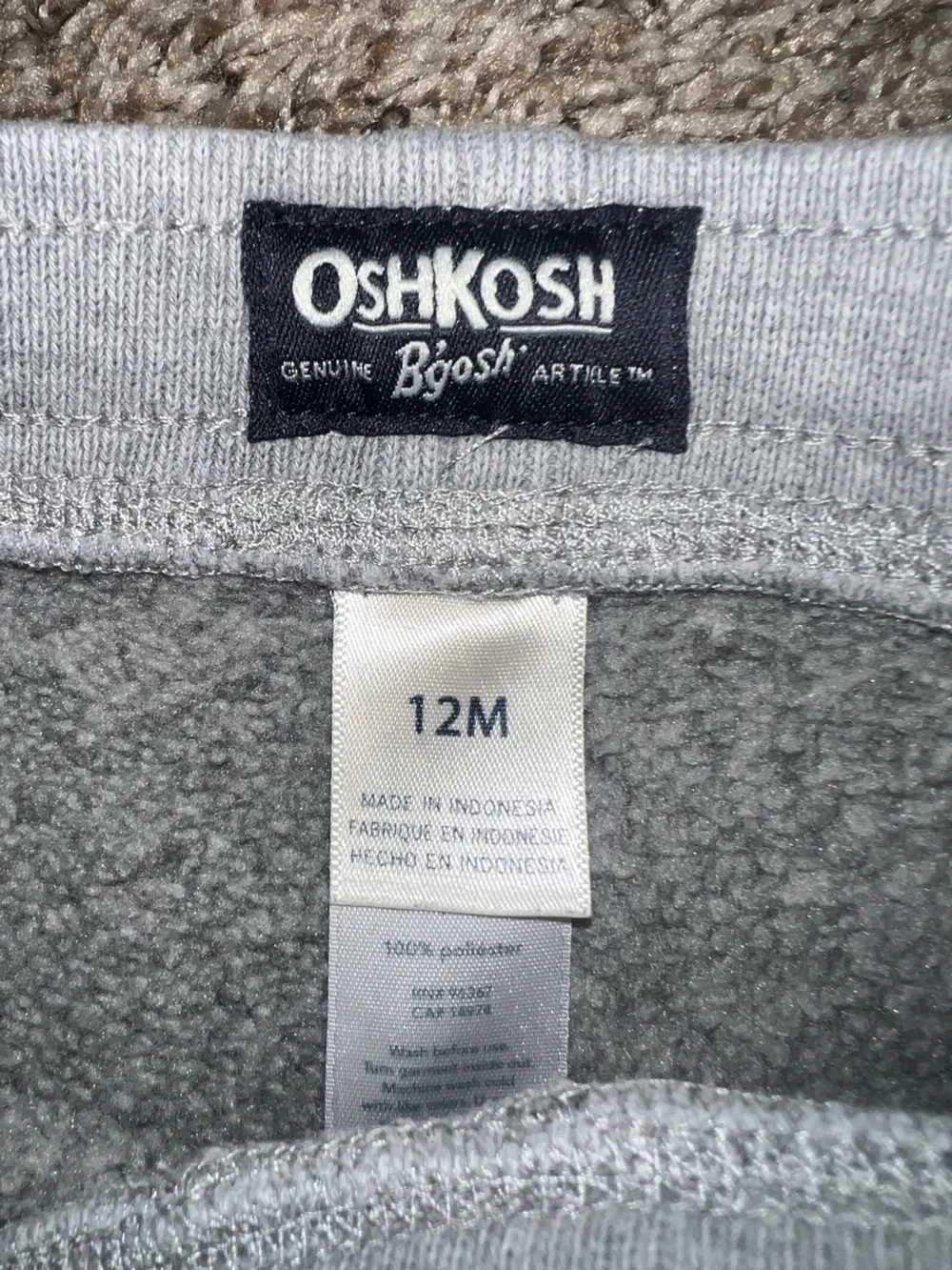 OshKosh B'gosh Fierce Frank Navy Dino Zip Hoodie with Gray Joggers 12m Set